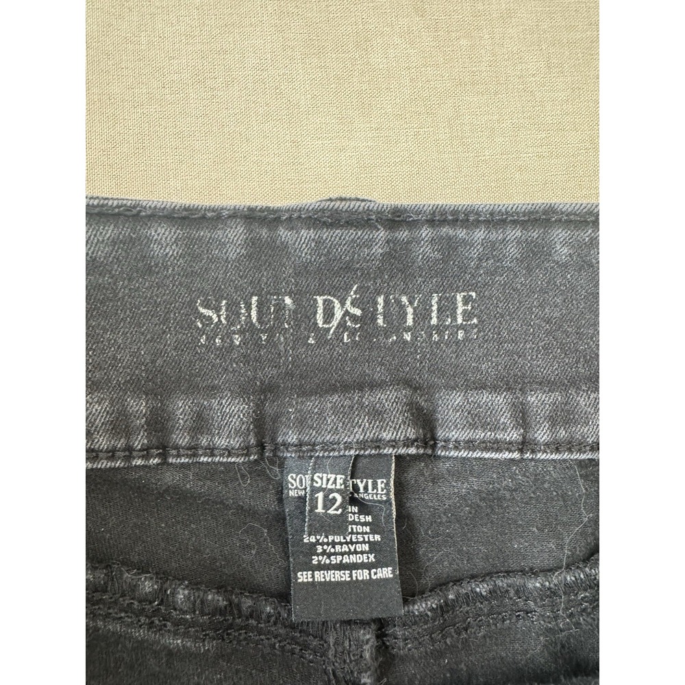 SoundStyle Womens Black High Waist Skinny Jeans Size 12 Stretch Ankle Denim - Picture 4 of 15